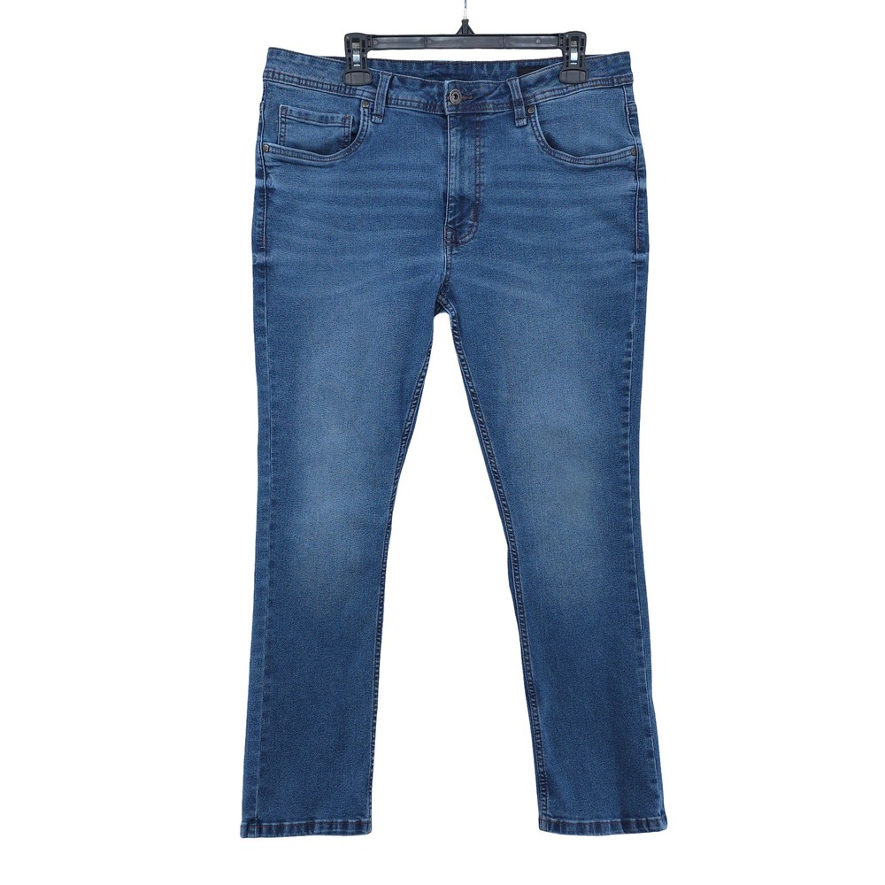 The Perfect Jean NYC Jeans Mens 36x28 Slim Fit Medium Wash Blue Stretch Denim